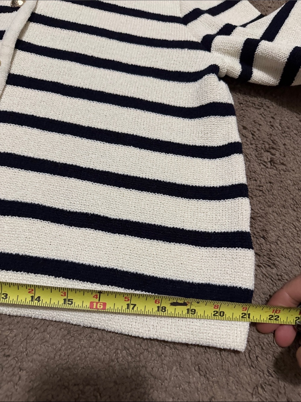 NWT H & M Knit Cardigan-Cream/Black Striped-Gold Toned Buttons-Poly Blend-Sz M - Picture 10 of 15